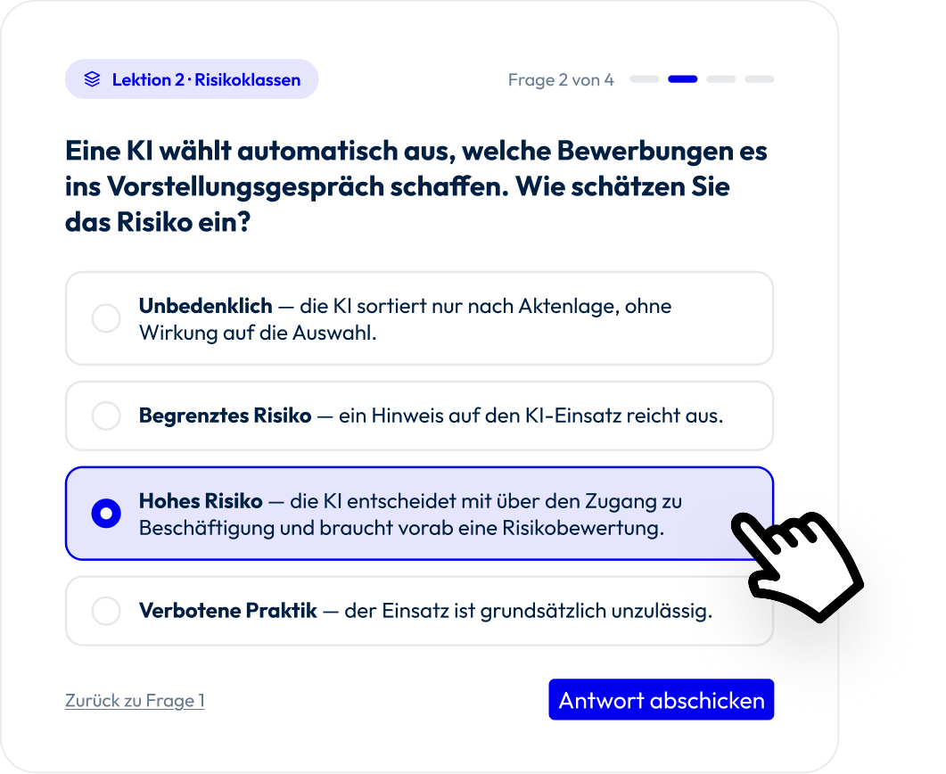 Kurzer Test mit Antwortmöglichkeiten