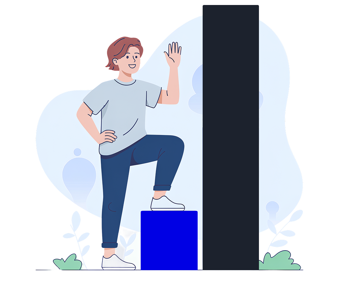 Illustration einer Frau vor Balkendiagrammen mit Preismodell-Informationen